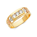14K 3C CZ WEDDING BAND MEN (RG85)