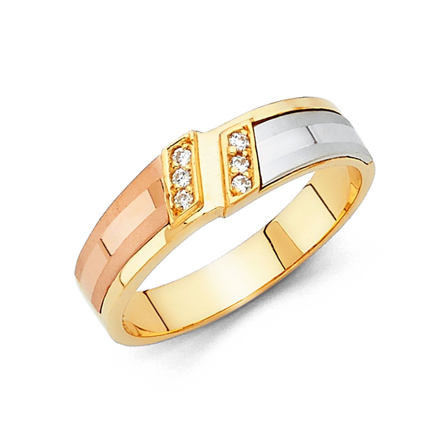 14K 3C CZ WEDDING BAND MEN (RG93)