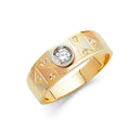 14K 3C CZ WEDDING BAND MEN (RG97)