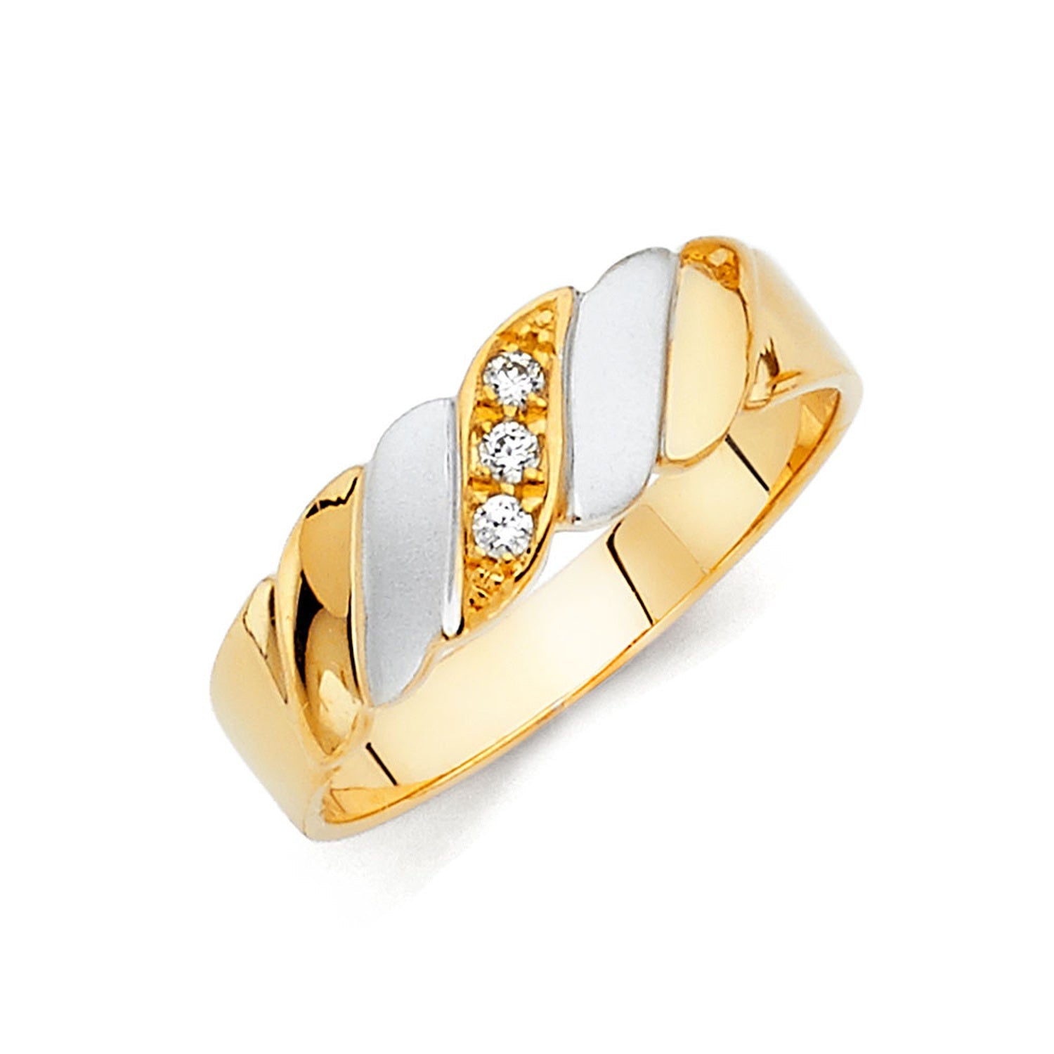 14K 2T CZ WEDDING BAND MEN (RG115)