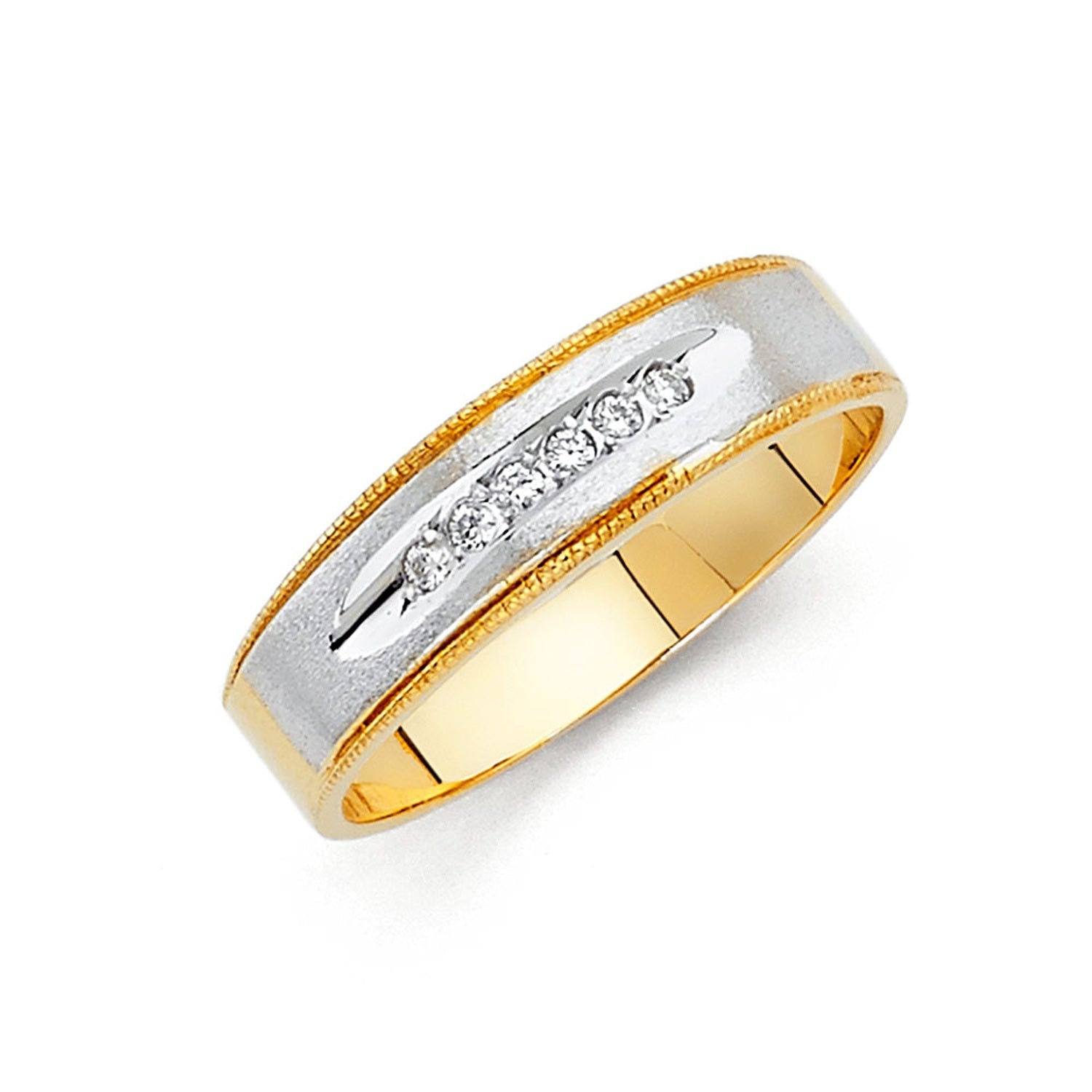 14K 2T CZ WEDDING BAND MEN (RG133)