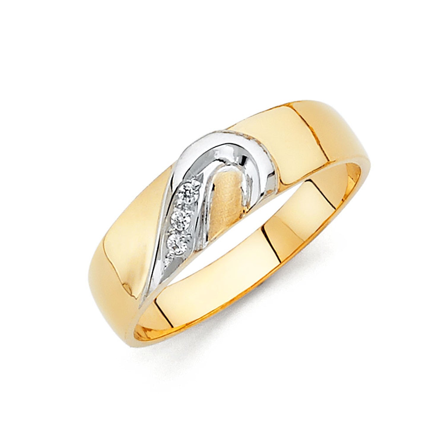 14K 2T CZ WEDDING BAND MEN (RG151)