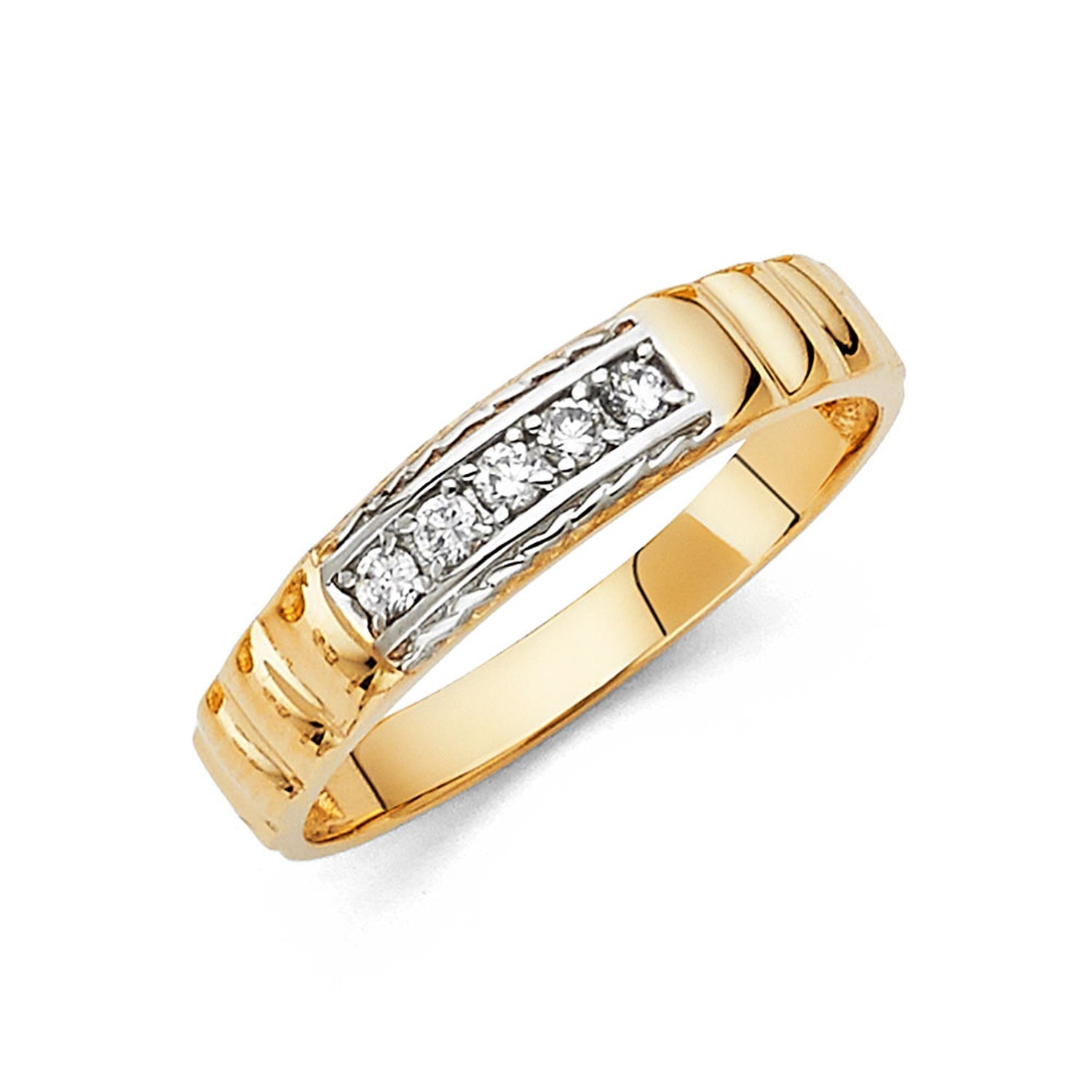14K 2T CZ WEDDING BAND MEN (RG225)