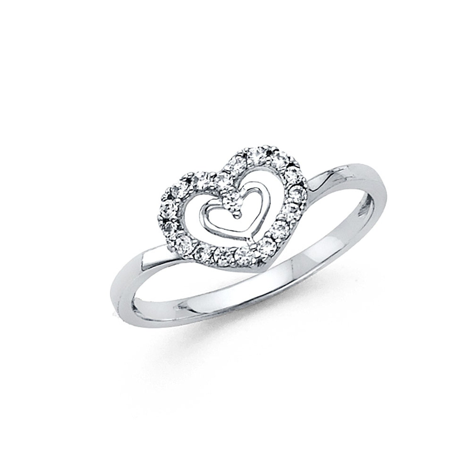 14KW CZ HEART RING (RG292)
