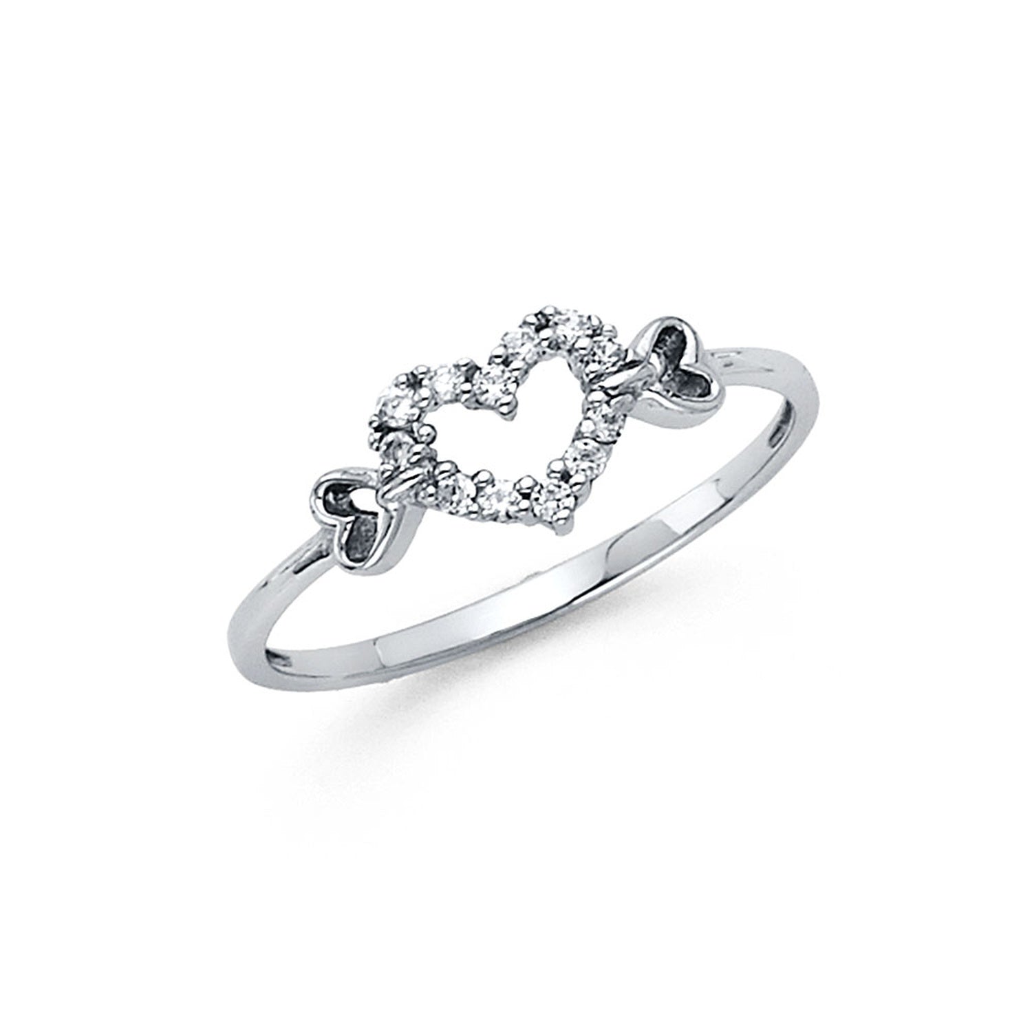14KW CZ HEART RING (RG294)