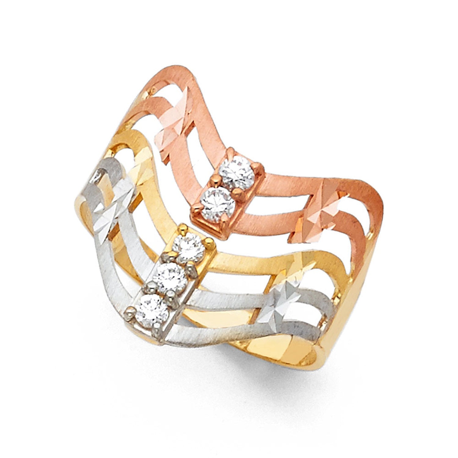 14K 3C SEMANARIO CZ RINGS (RG574)