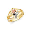 14K 3C FLOWER RINGS (RG605)
