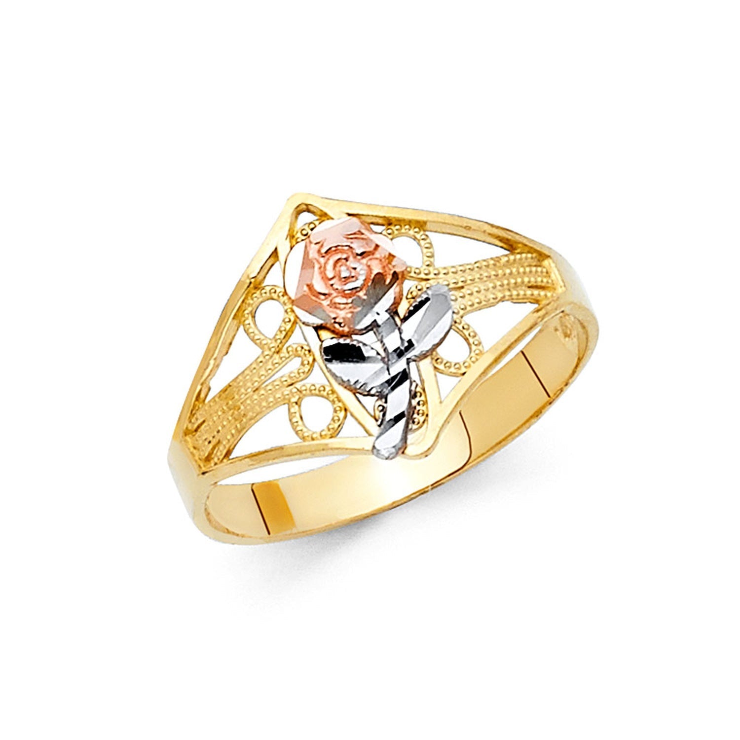 14K 3C FLOWER RINGS (RG605)
