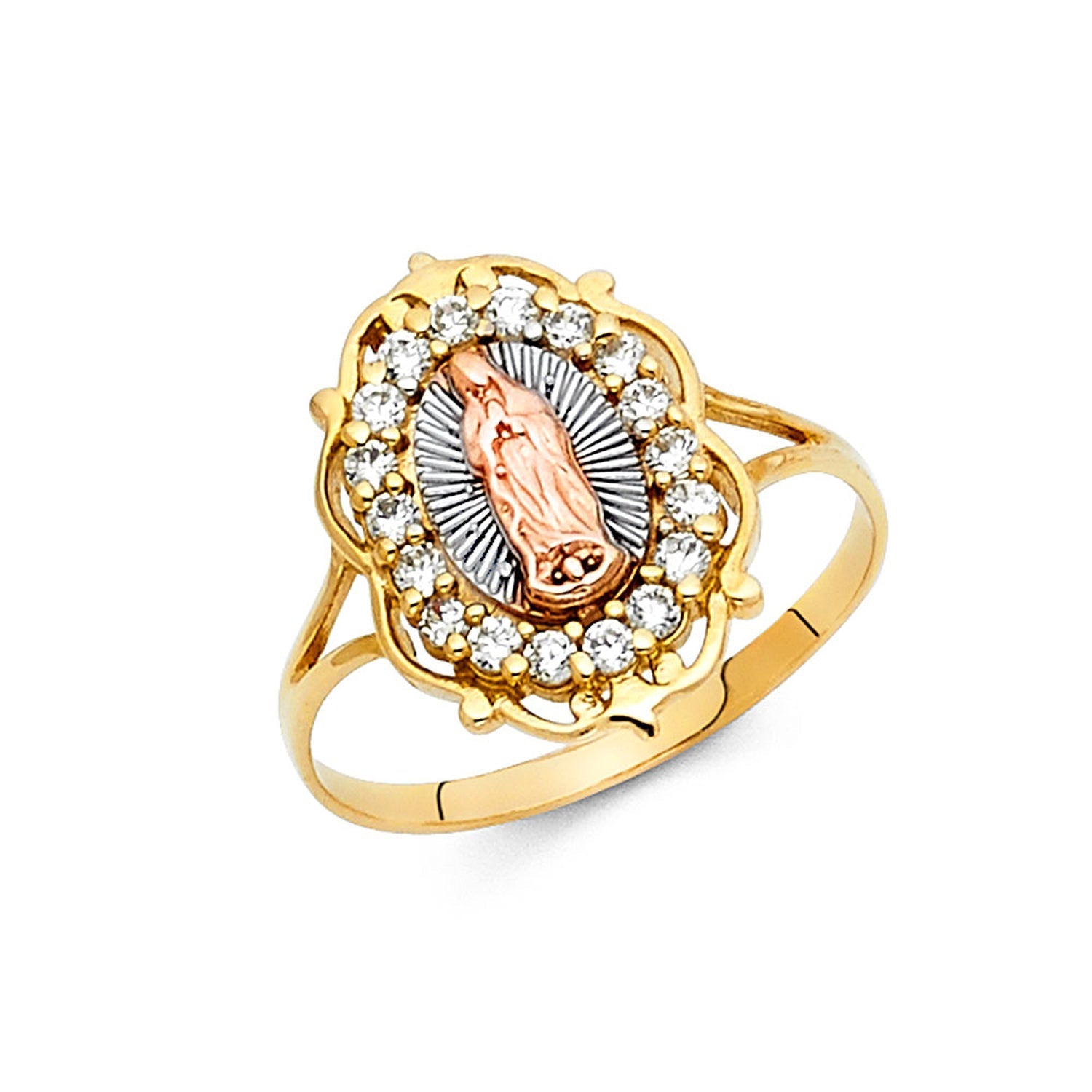 14K 3C GUADALUPE CZ RINGS (RG615)