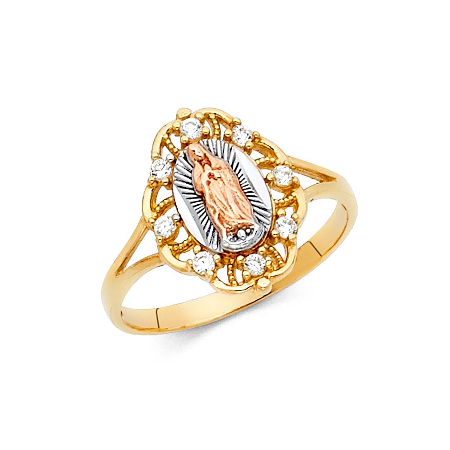 14K 3C GUADALUPE CZ RINGS (RG617)