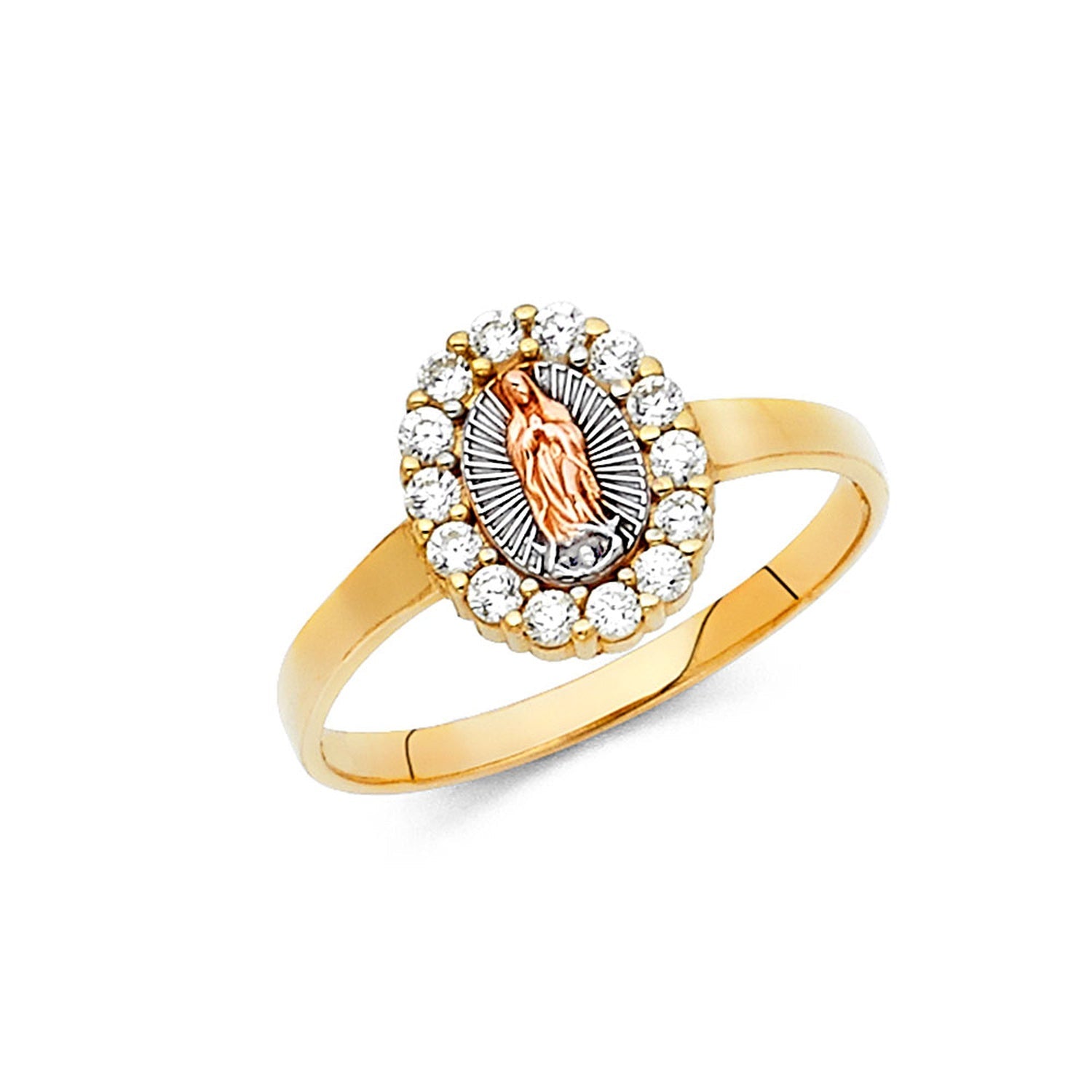 14K 3C GUADALUPE CZ RINGS (RG619)