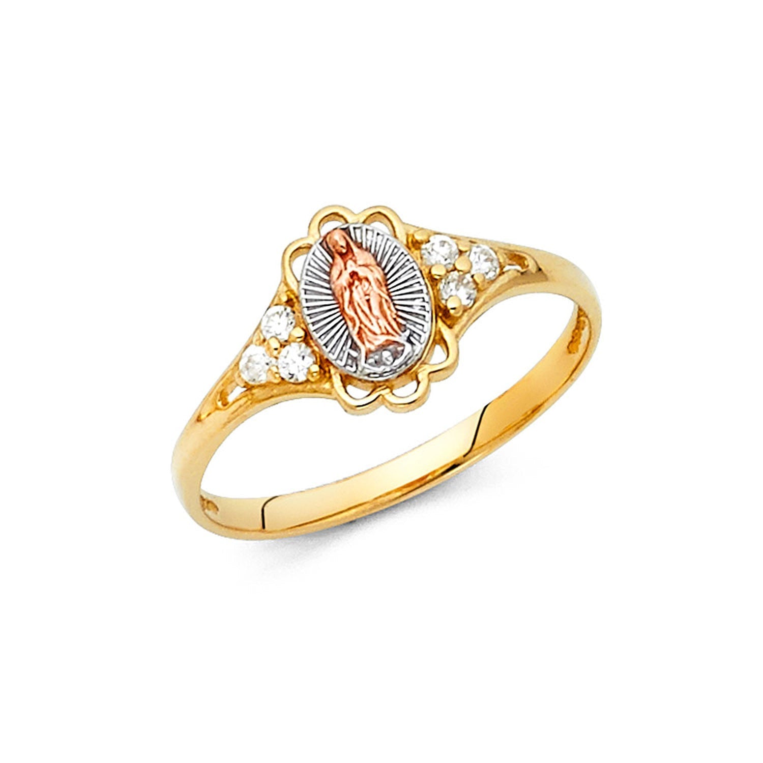 14K 3C GUADALUPE CZ RINGS (RG623)