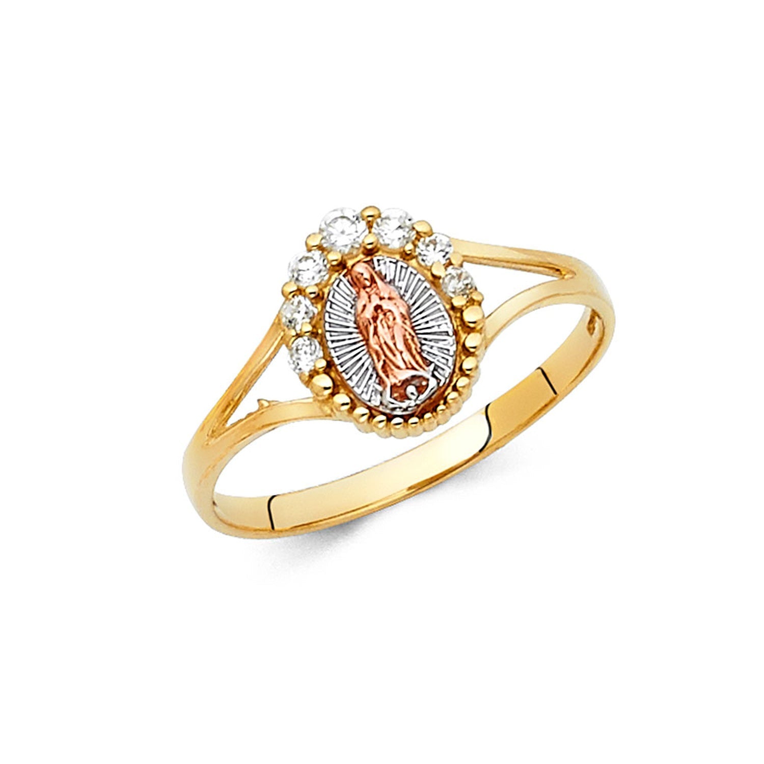 14K 3C GUADALUPE CZ RINGS (RG624)