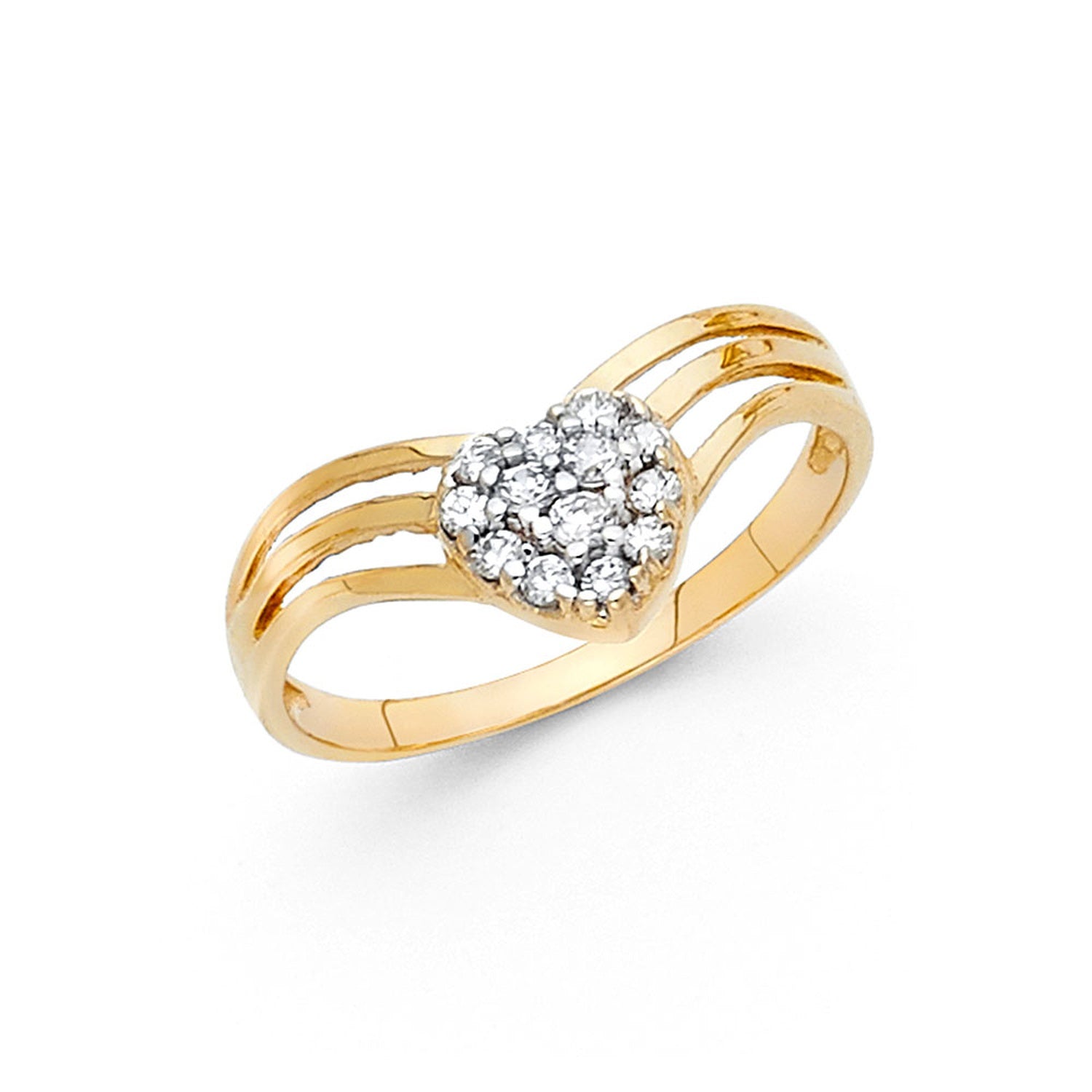 14K 2T HEART CZ RINGS (RG625)