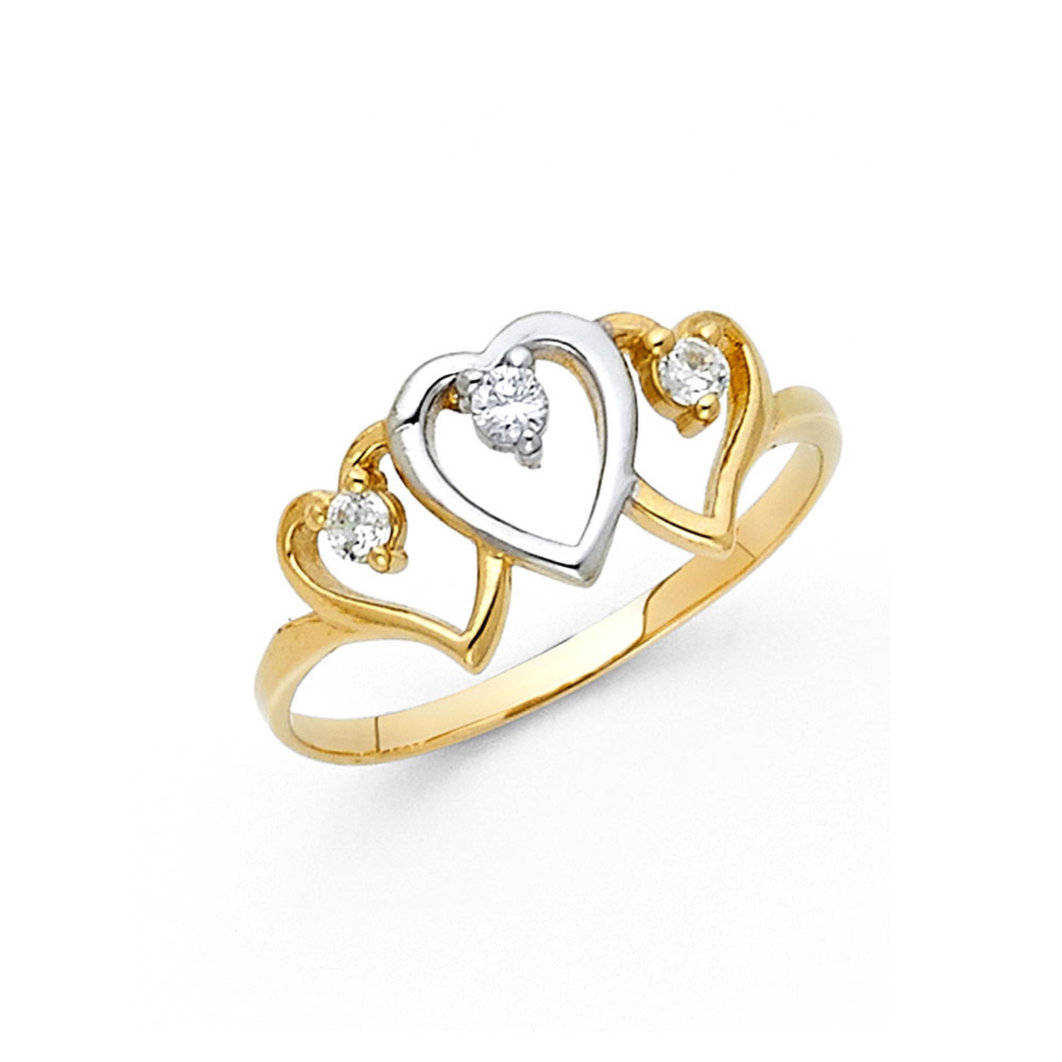 14K 2T HEART CZ RINGS (RG627)