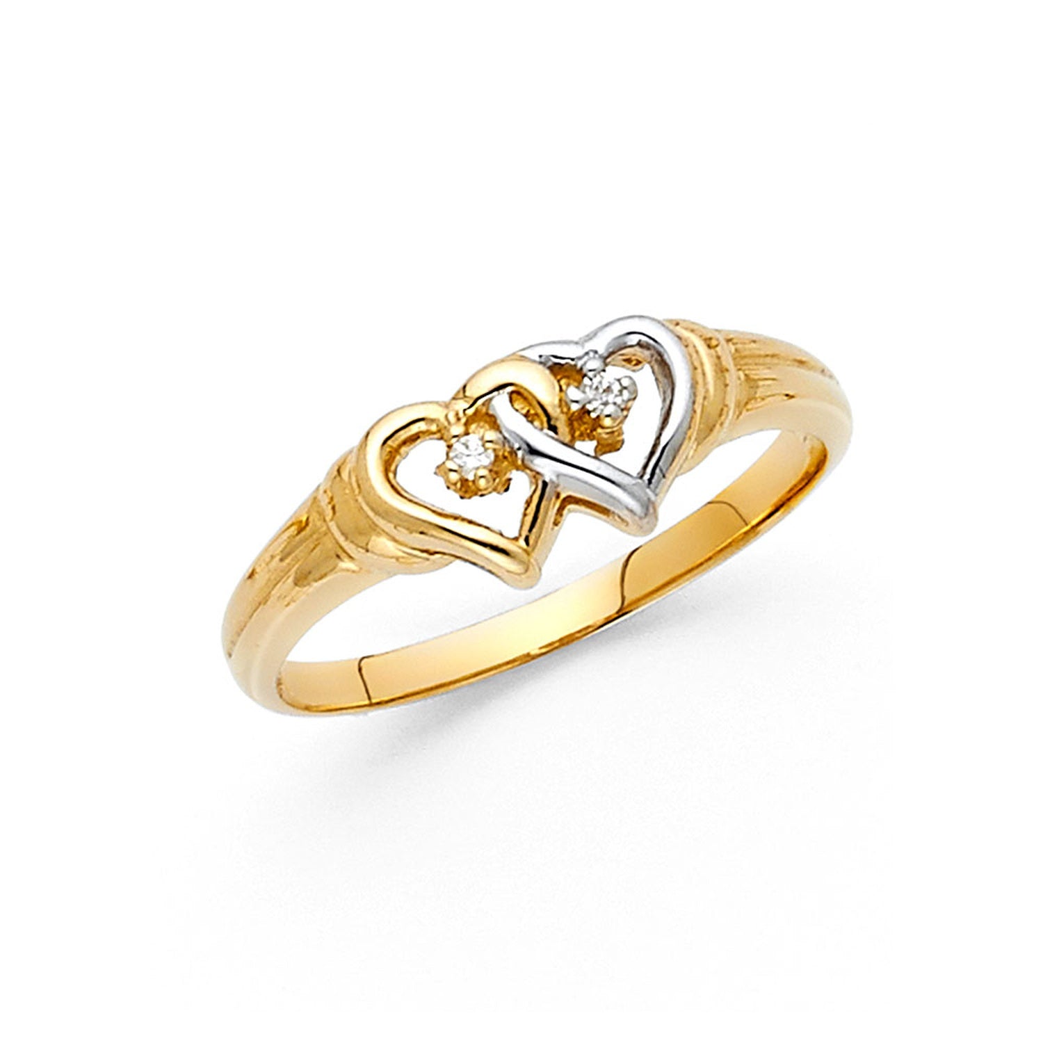 14K 2T HEART CZ RINGS (RG630)