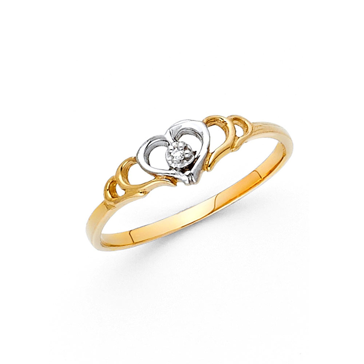14K 2T HEART CZ RINGS (RG635)