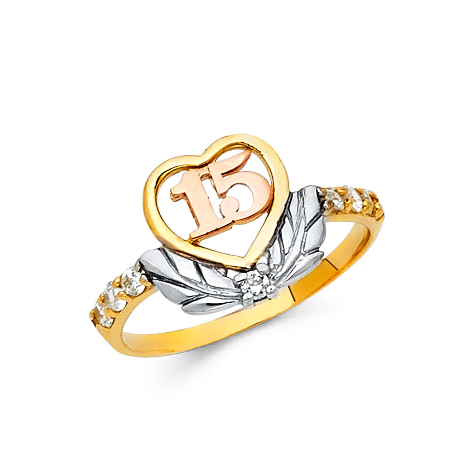 14K 3C 15 YRS CZ RINGS (RG660)