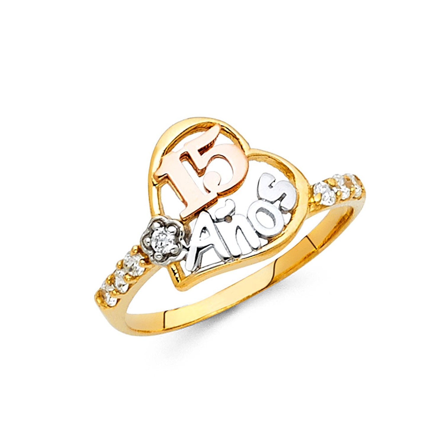 14K 3C 15 YRS CZ RINGS (RG661)