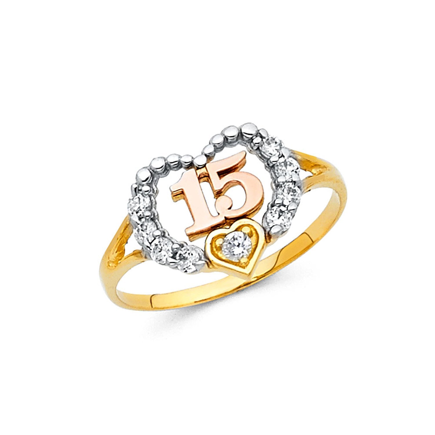 14K 3C 15 YRS CZ RINGS (RG663)