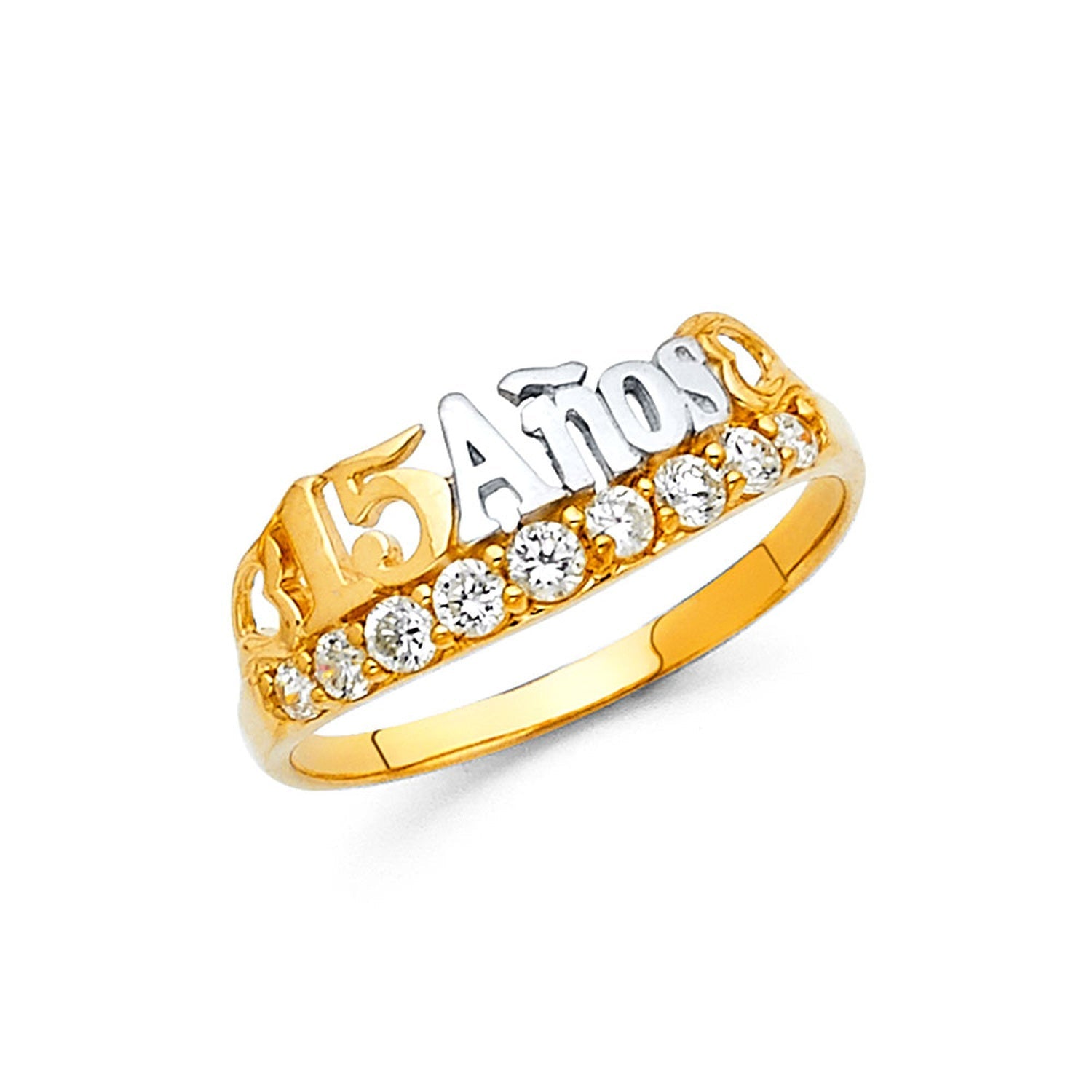 14K 2T 15 YRS CZ RINGS (RG664)