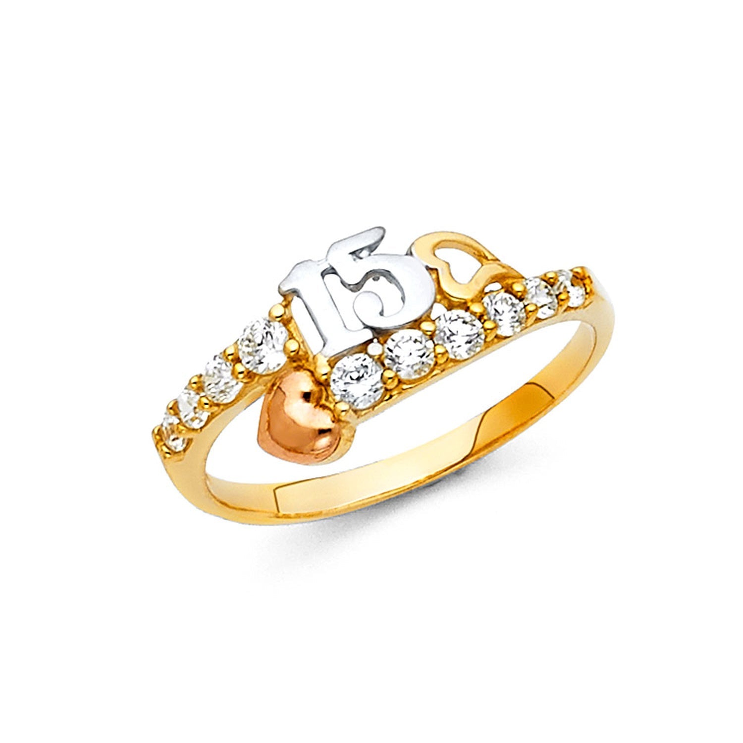14K 3C 15 YRS CZ RINGS (RG665)