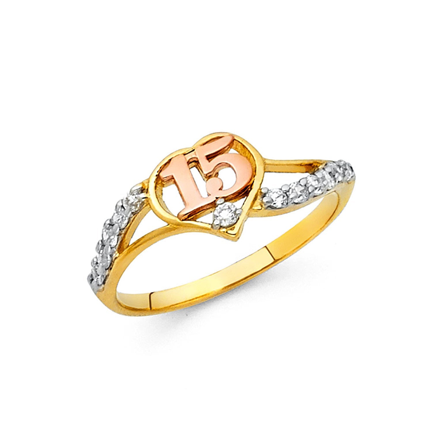 14K 3C 15 YRS CZ RINGS (RG666)