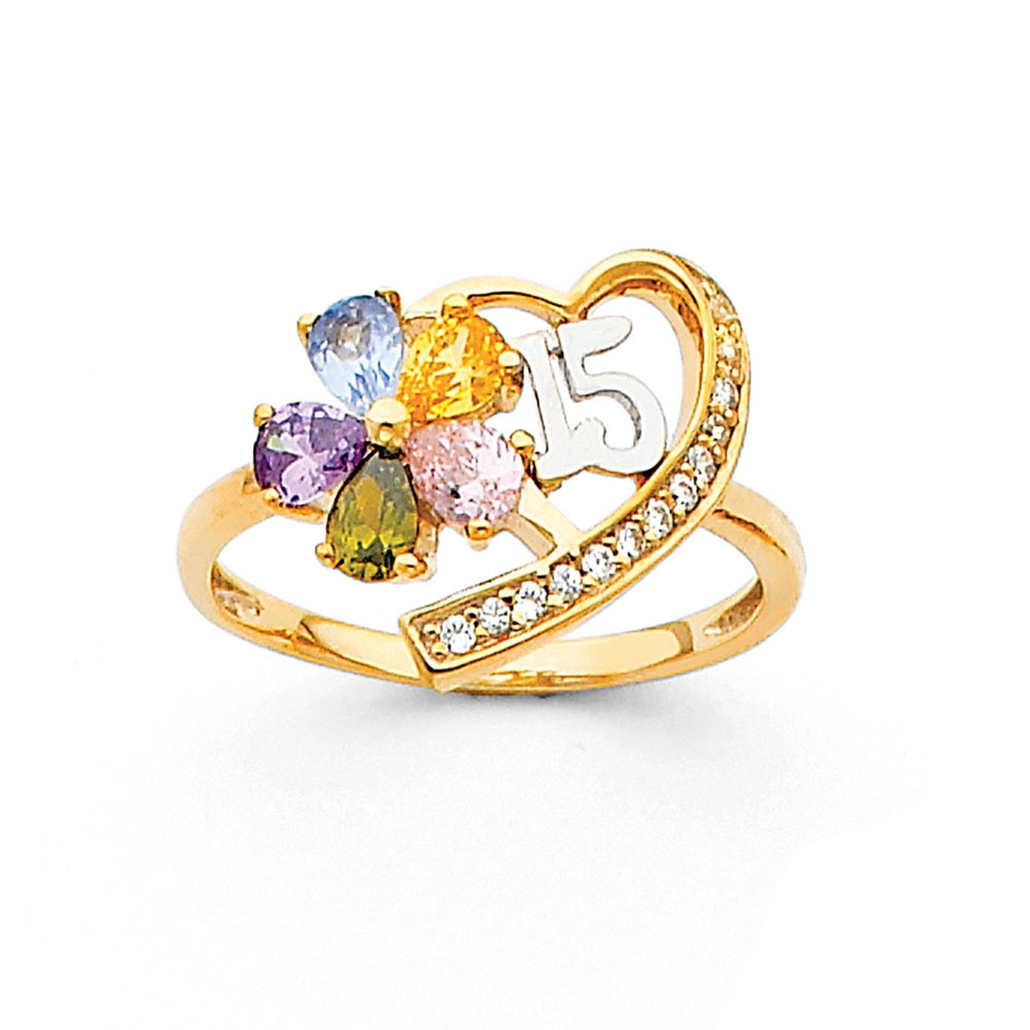 14K 2T 15 YR CZ RINGS (RG675)