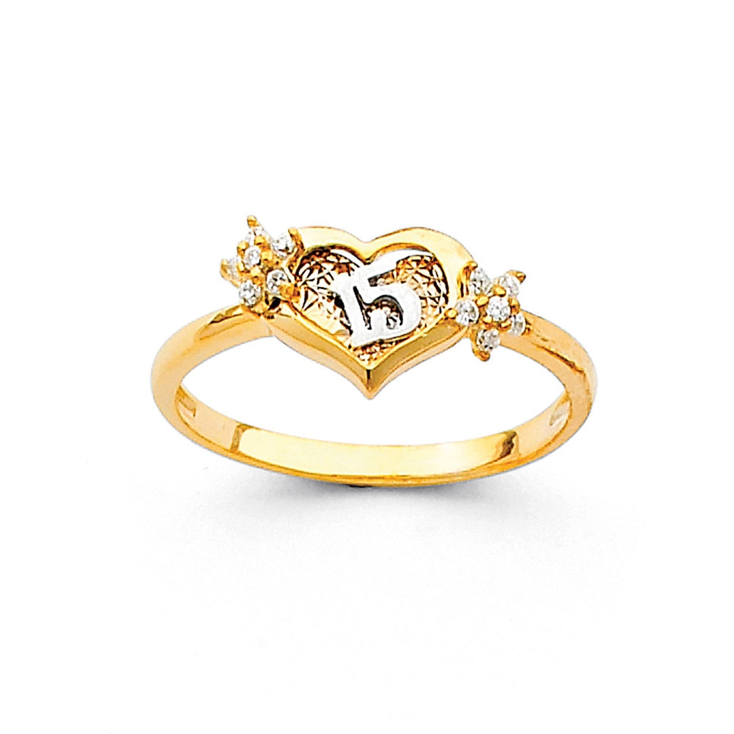 14K 2T 15 YR CZ RINGS (RG678)