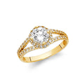 14KY RD CZ ENG RING W/RD SIDE