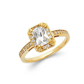 14KY EM CZ ENG RING W/RD SIDE