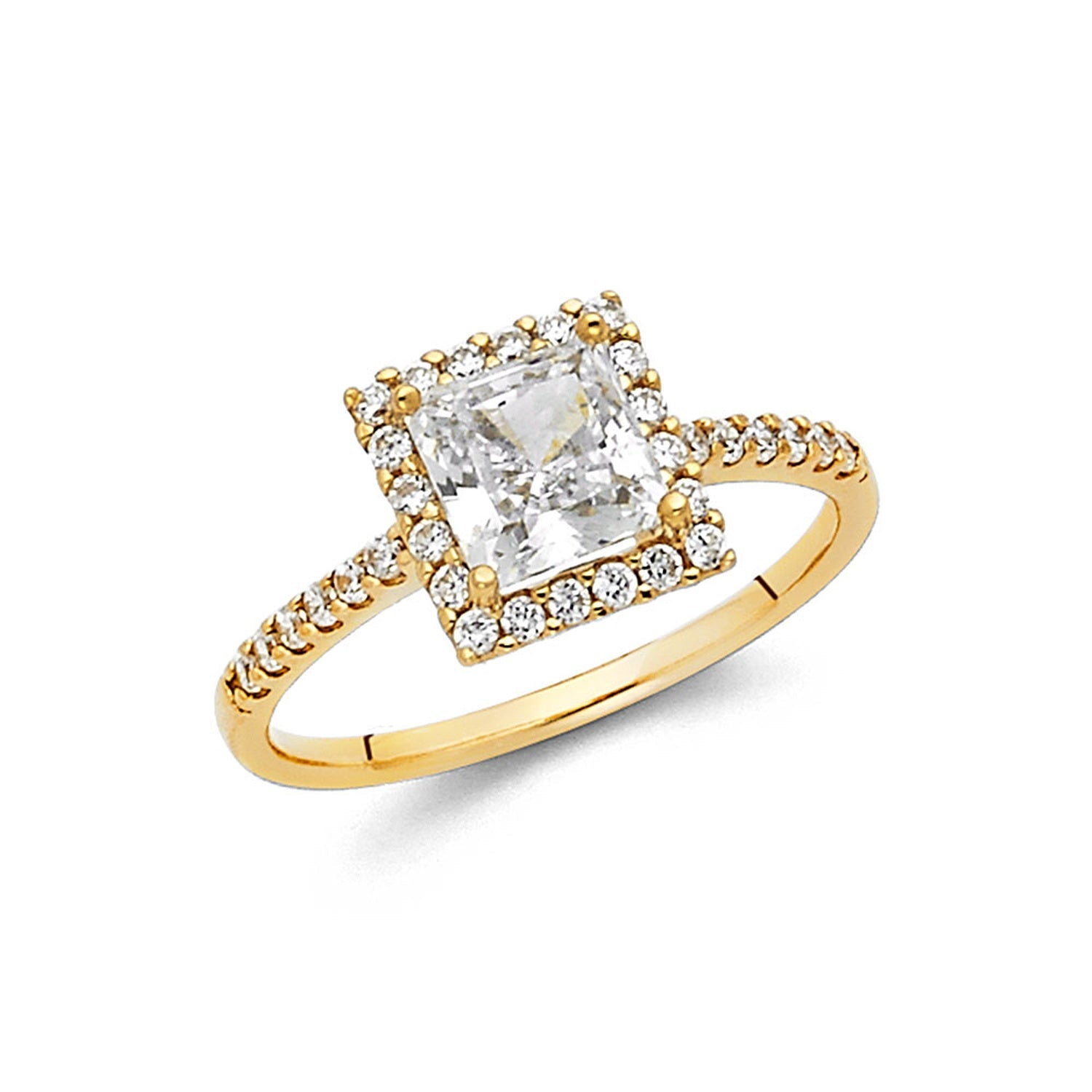 14KY PR CZ ENG RING W/RD SIDE