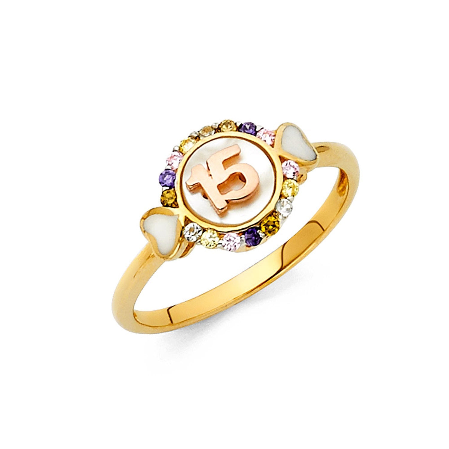 14K 2T 15YRS CZ RING (RG792)
