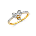 14K 2T CZ BUTTERRLY HRT RING