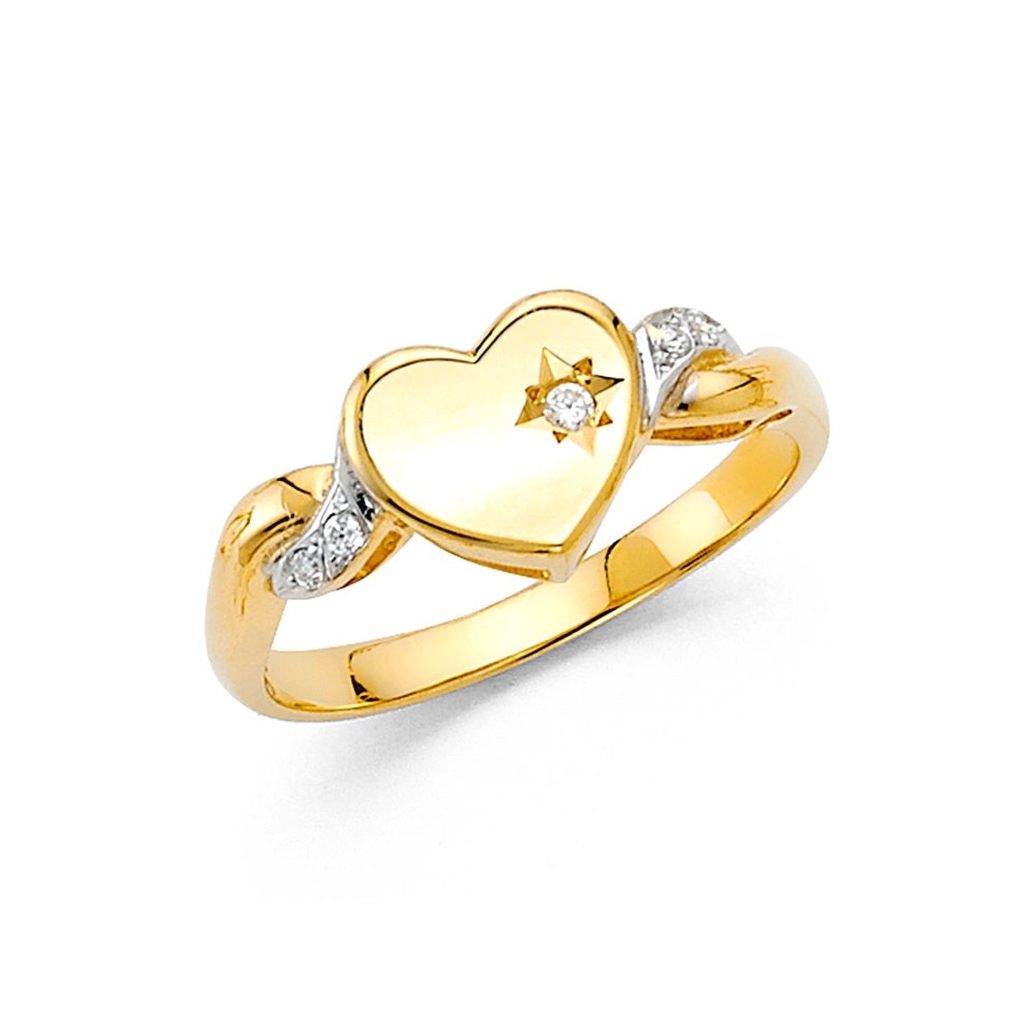 14K 2T HEART CZ RING