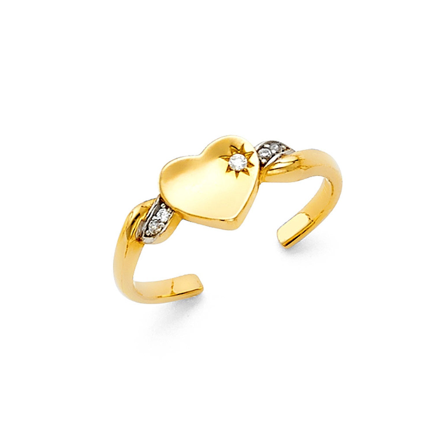 14K 2T HEART CZ TOE RING