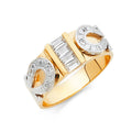14K 2T CZ MENS WED BAND