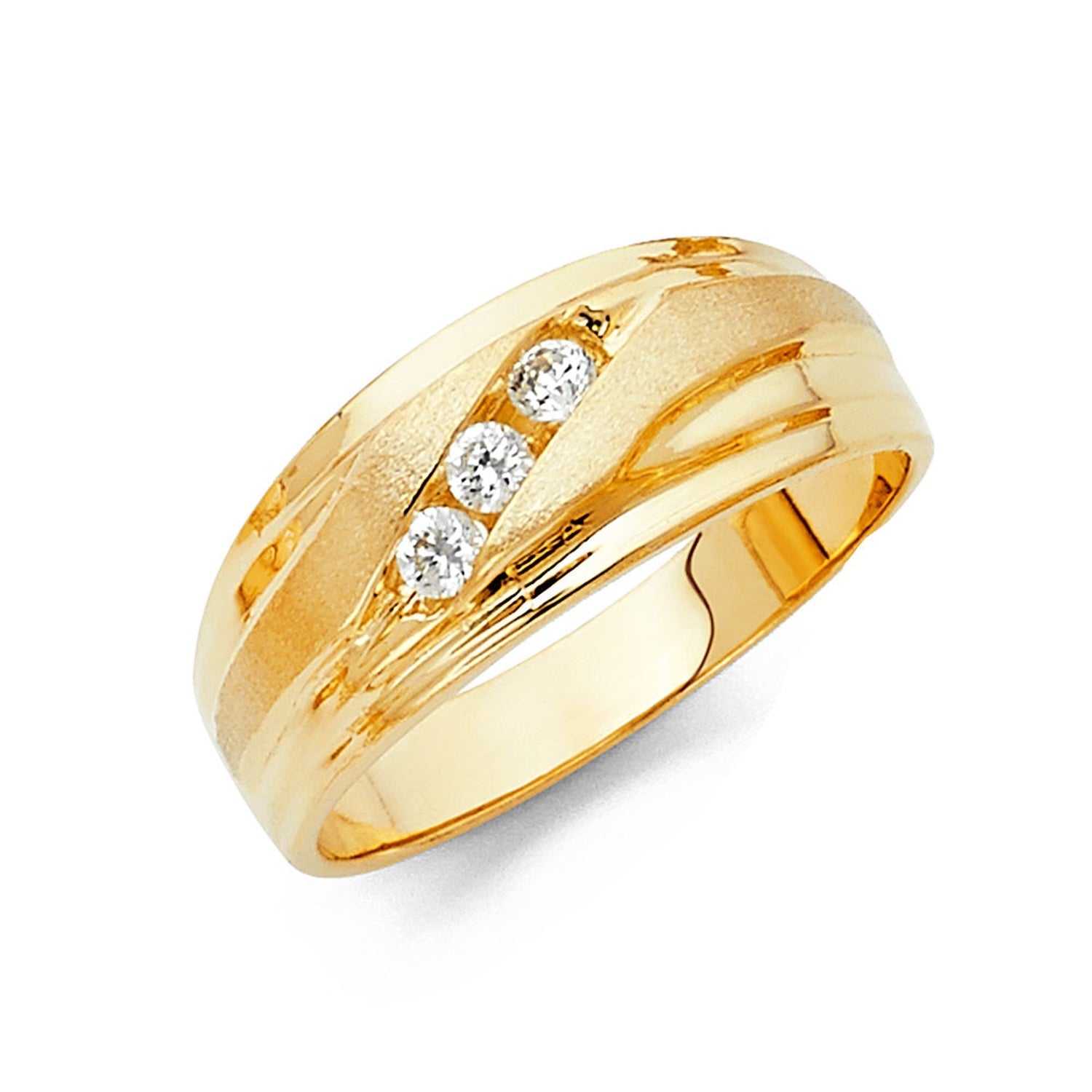 14KY CZ MENS WED BAND