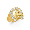 14KY CZ LUCKY HORSESHOE MENS RING