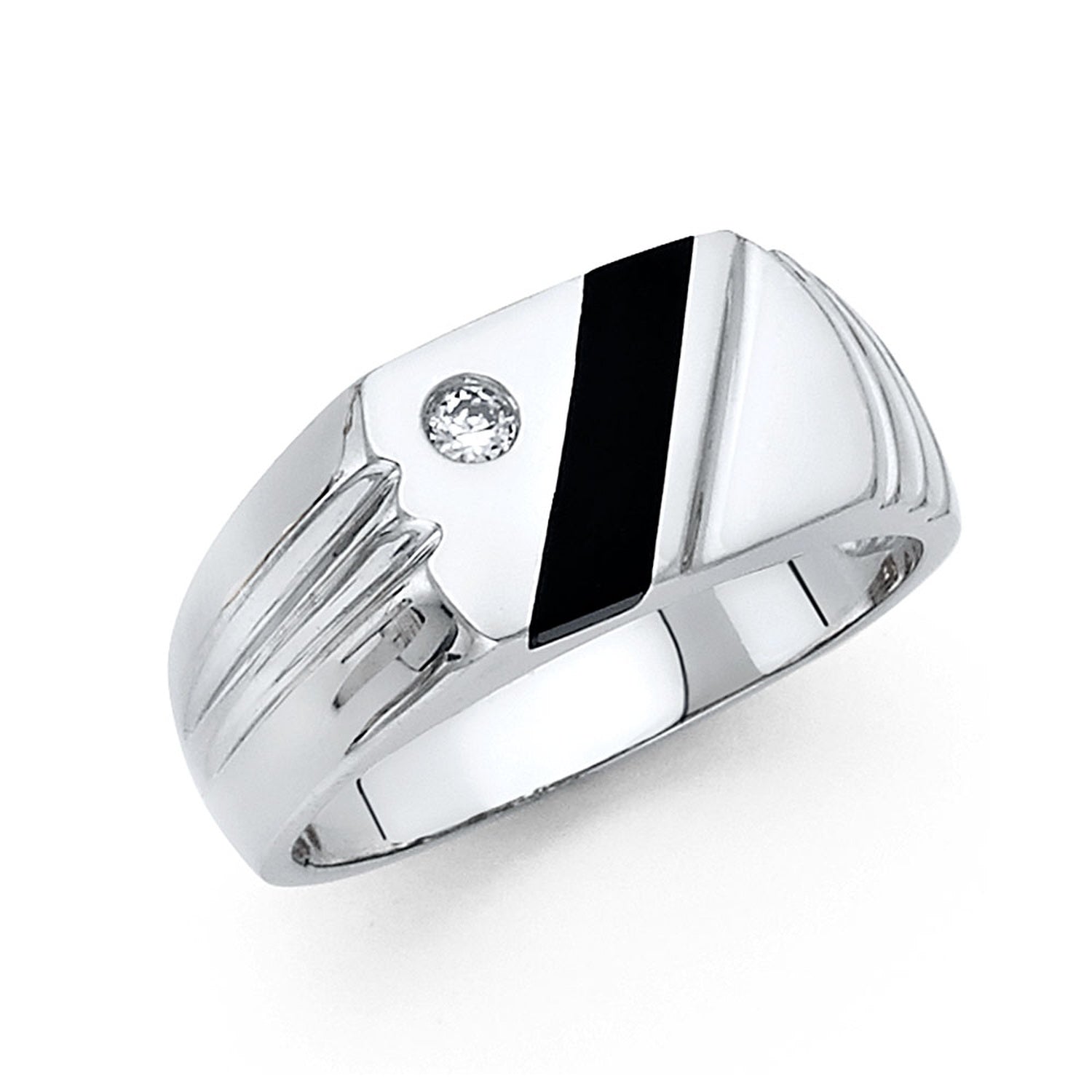 14KW ONYX MENS RING
