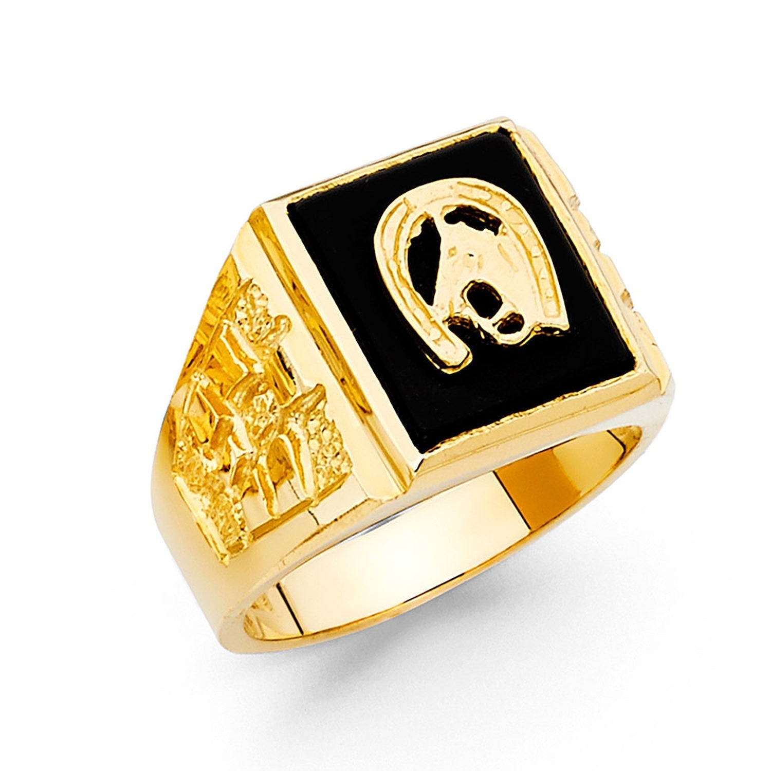 14KY ONYX MENS RING