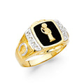 14KY ONYX SANTA MORTE MENS RING