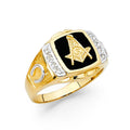 14KY ONYX MASONIC MENS RING