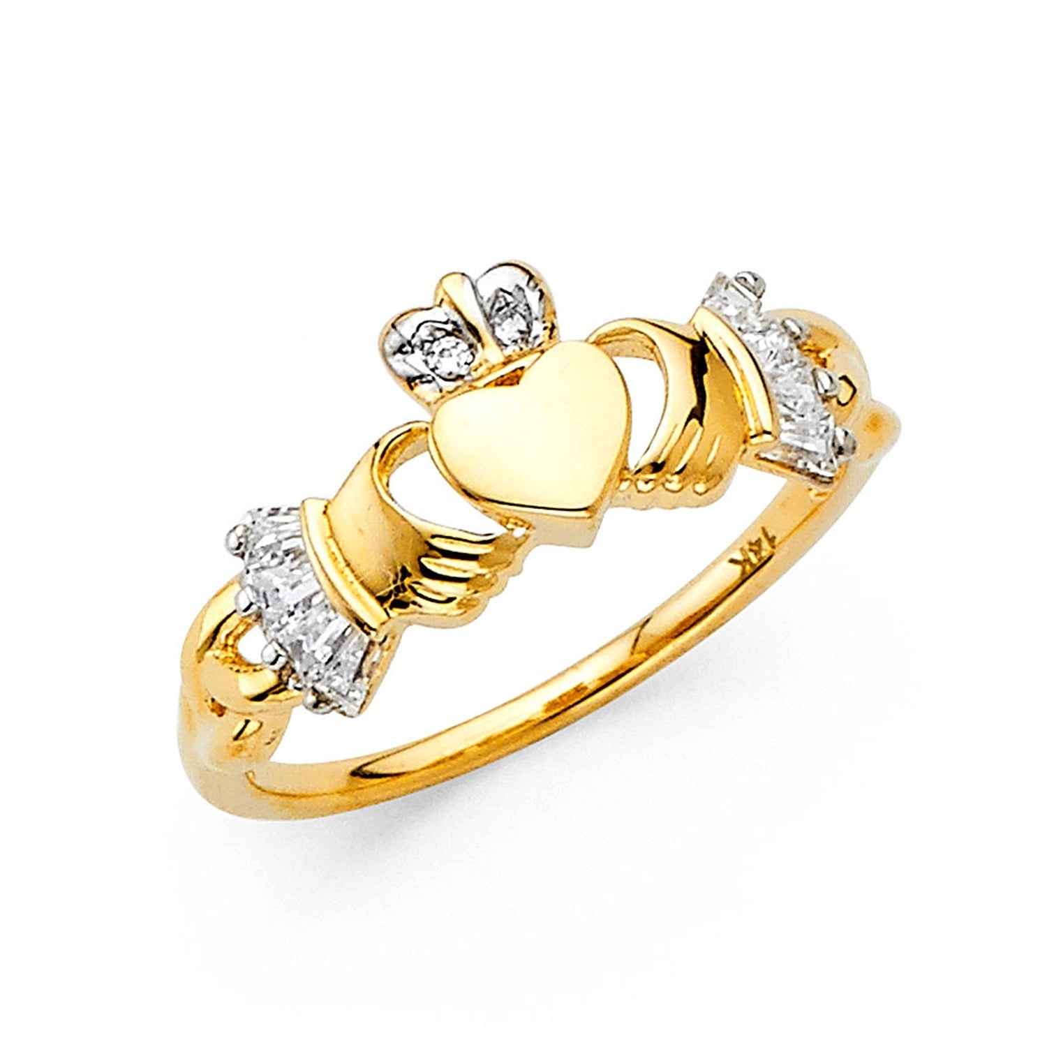 14KY CZ CLADDAGGH RING
