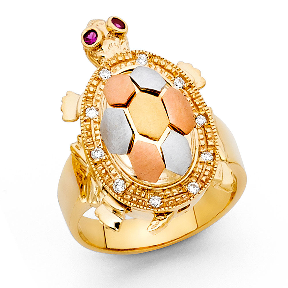 14K 3C FANCY TURTLE RING