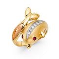 14K 2T CZ FANCY DOLPHIN RING