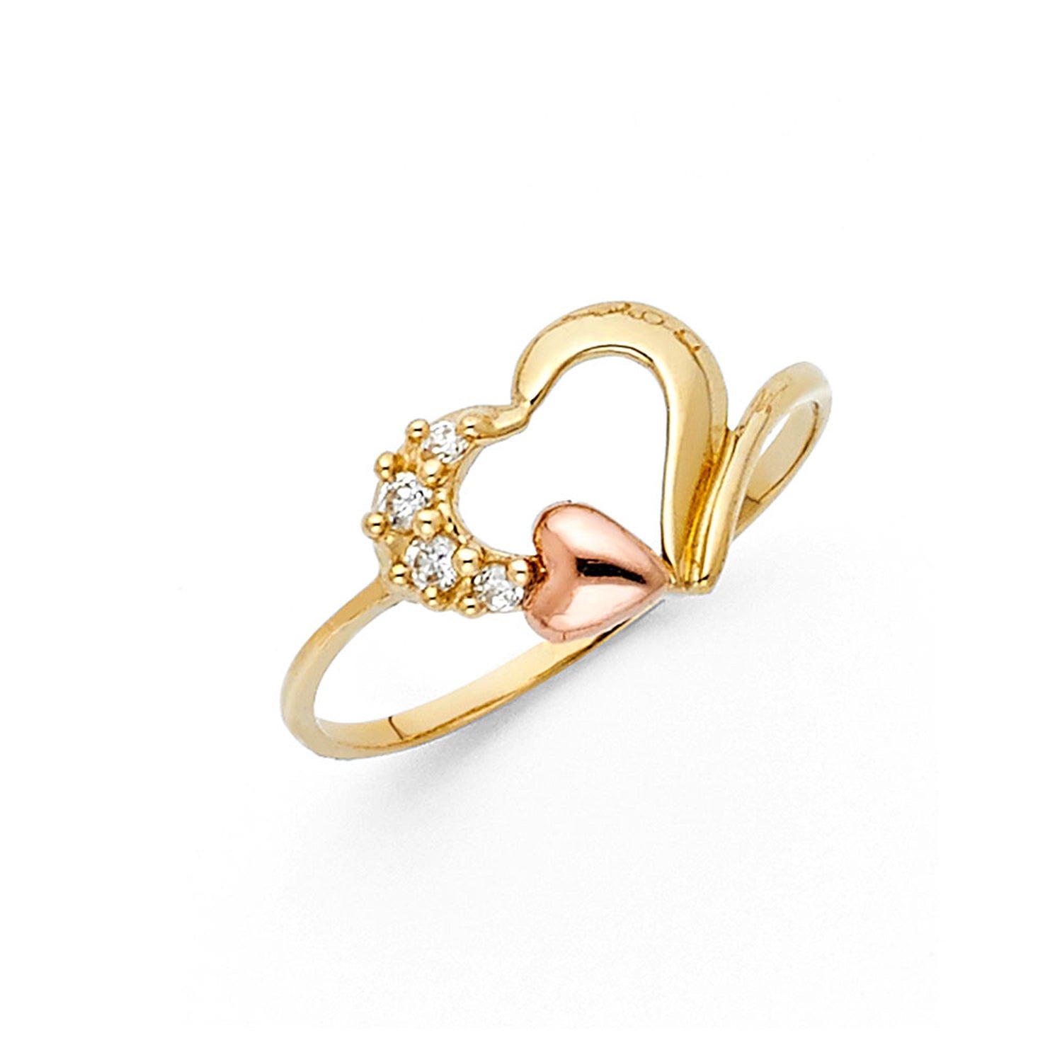 14K 2C CZ FANCY HEART RING