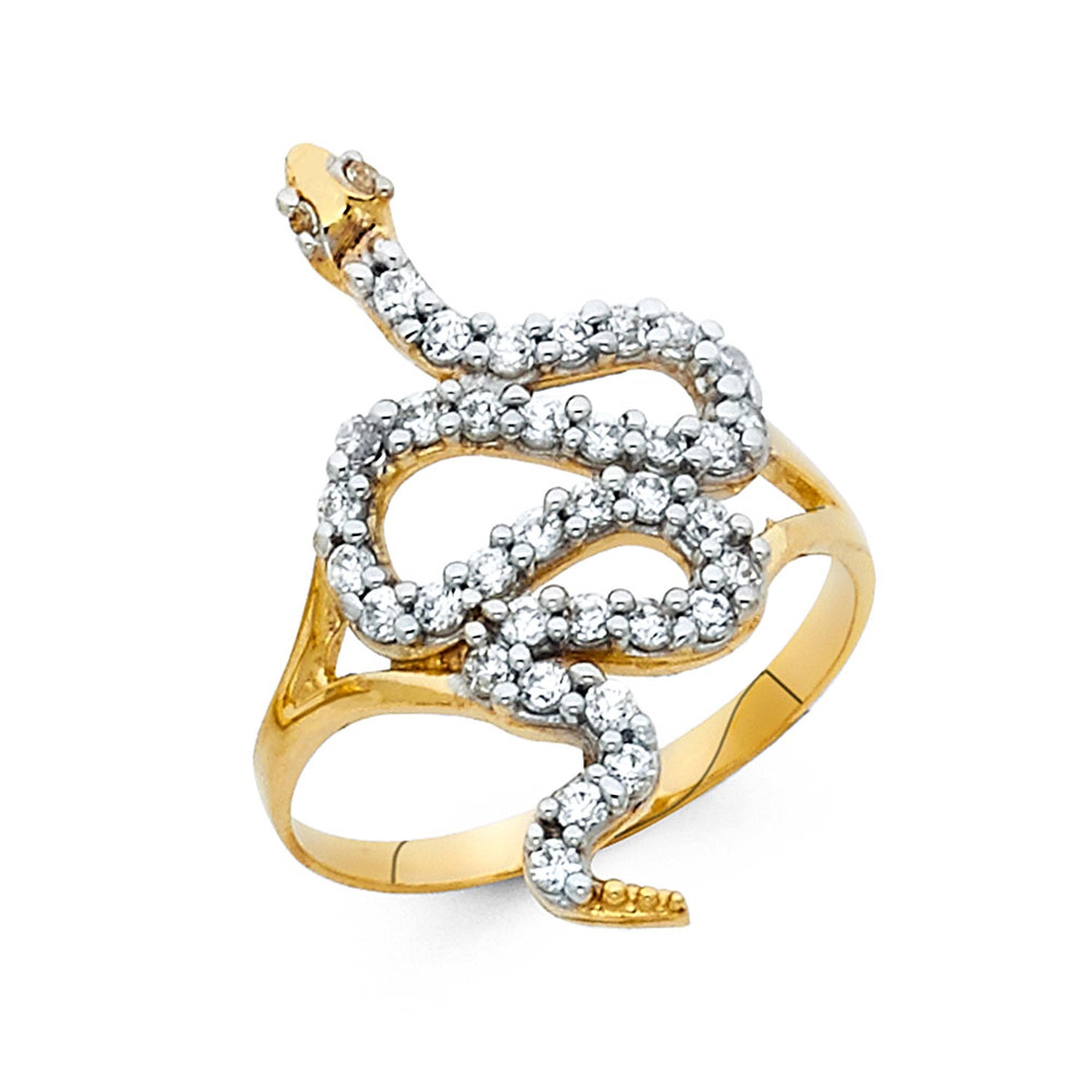 14K 2T CZ FANCY SNAKE RING