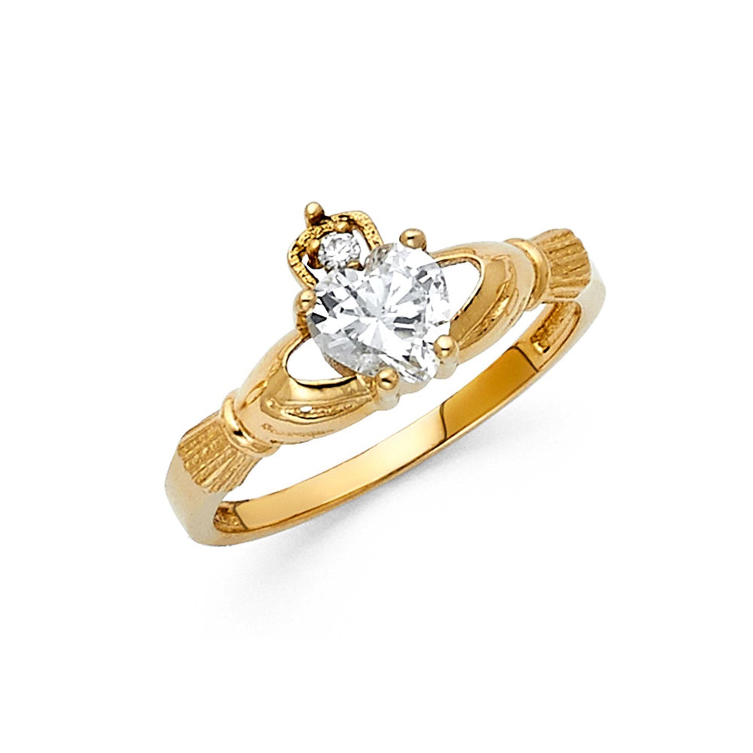 14KY CZ CLADDAGH RING