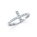 14KW SIDE WAY CZ CROSS RING